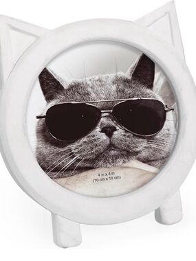 White Cat-Shaped Photo Frame for Cat Lovers